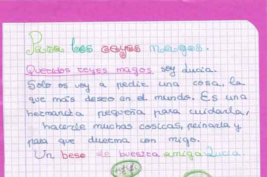 Parte de una carta escrita por un niño al papá