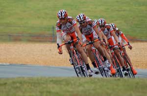 A group of cyclists at training